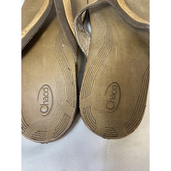 Chaco Flip Flops Sandals Womens 9M Brown Tan Neutral Distressed Thong - Picture 5 of 9